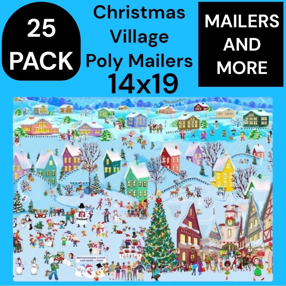 25 14X19 Poly Mailers Poly Christmas Village Flat  Envelopes PRICE IS FIRM
